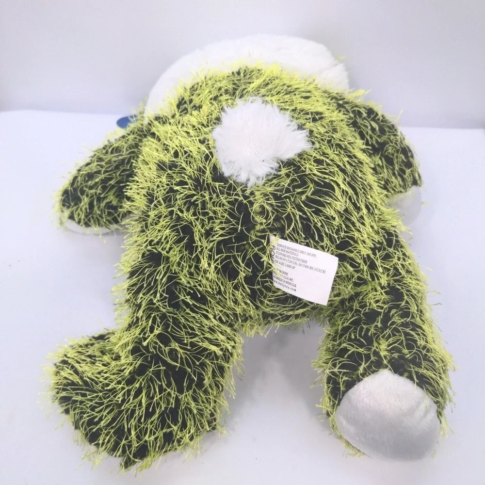 2017 Sugar Loaf Toys Neon Panda Plush Black Green Fuzzy Stuffed Animal 12